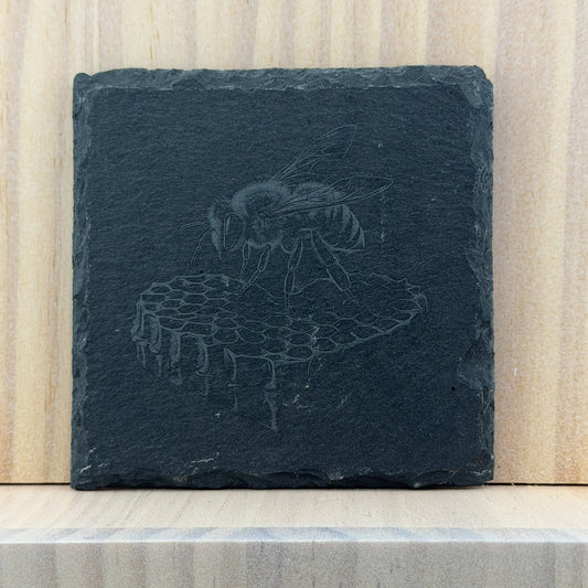 Engraved Slate Coaster - Honeybee (Square)
