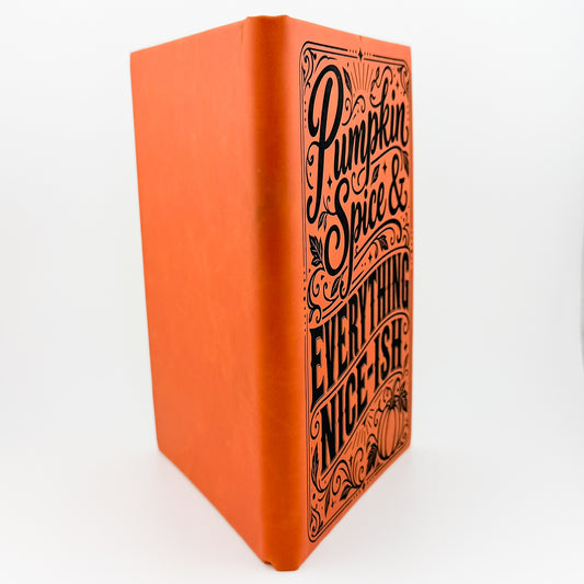 Pumpkin Spice & Everything Nice-ish journal, angled view of engraved cover