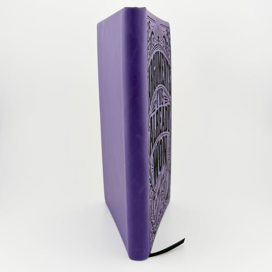 Arguments I've Already Won in My Head journal, angled view of engraved cover