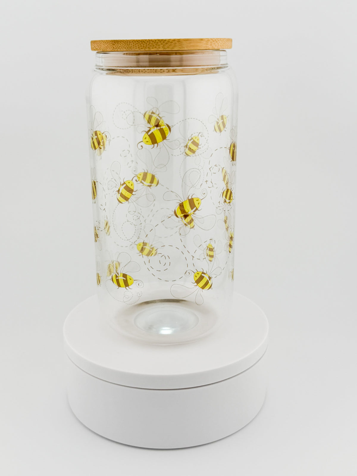 Buzzing Bees Glass Can