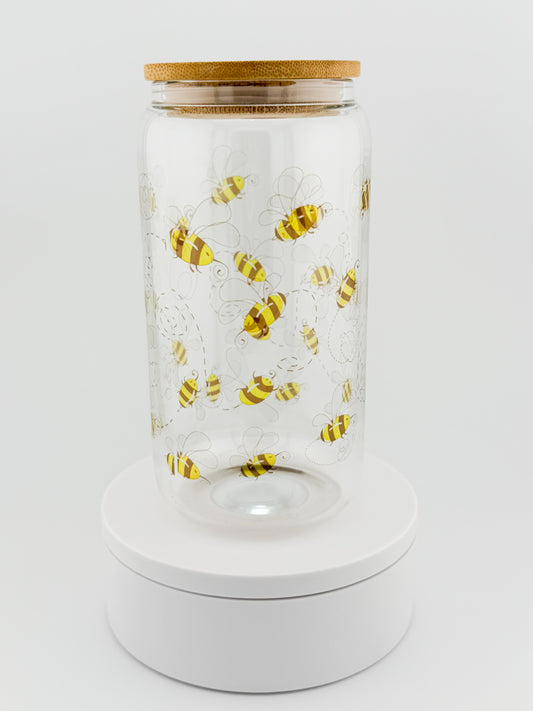 Buzzing Bees Glass Can