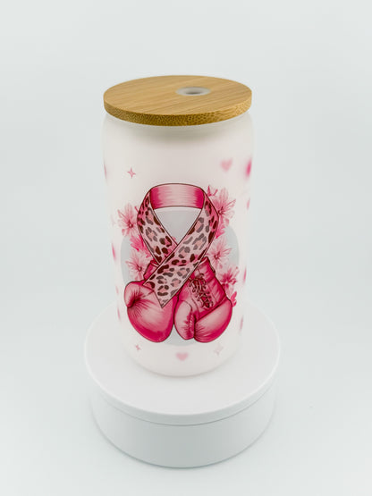 Breast Cancer Warrior Glass Can