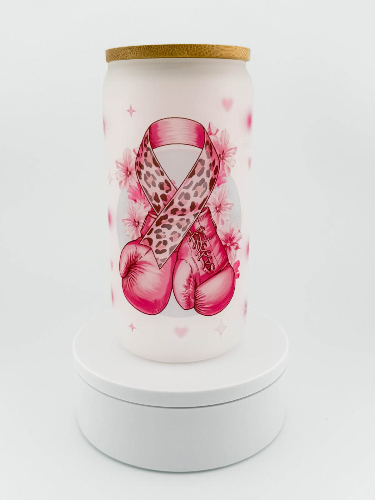 Breast Cancer Warrior Glass Can