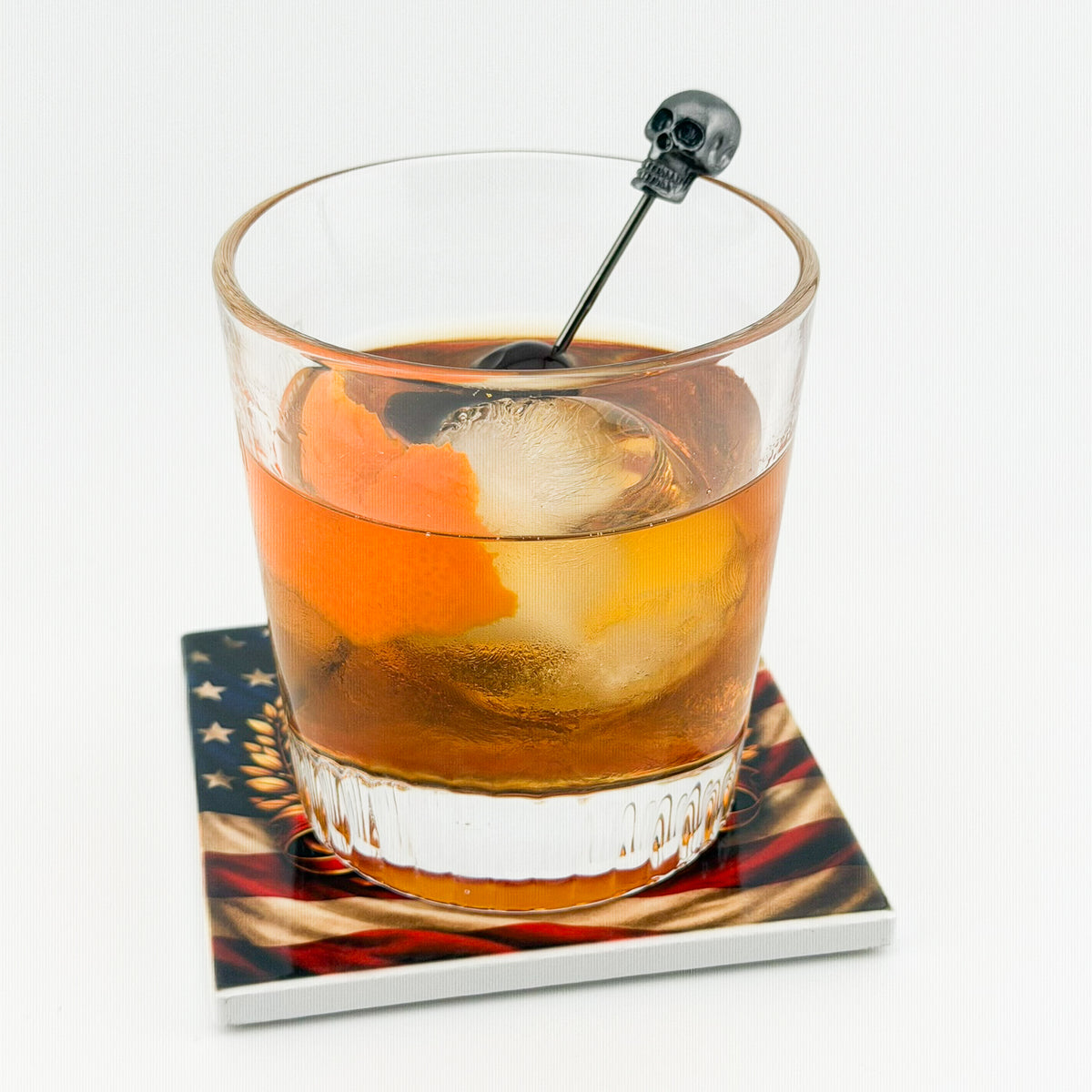 Gothic Ceramic Coaster - with a drink, in use