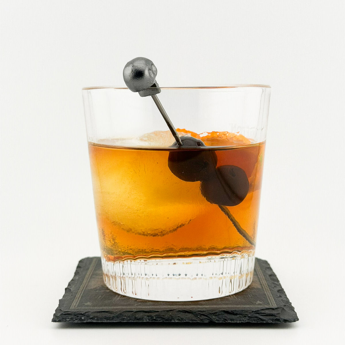 America 250 Engraved Slate Coaster - with a drink, in use
