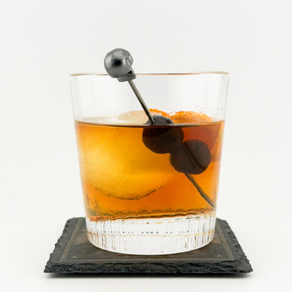 America 250 Engraved Slate Coaster - with a drink, in use