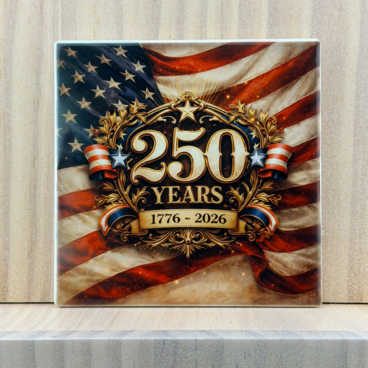 America 250 Ceramic Coaster - 250 Years Gold Crest
