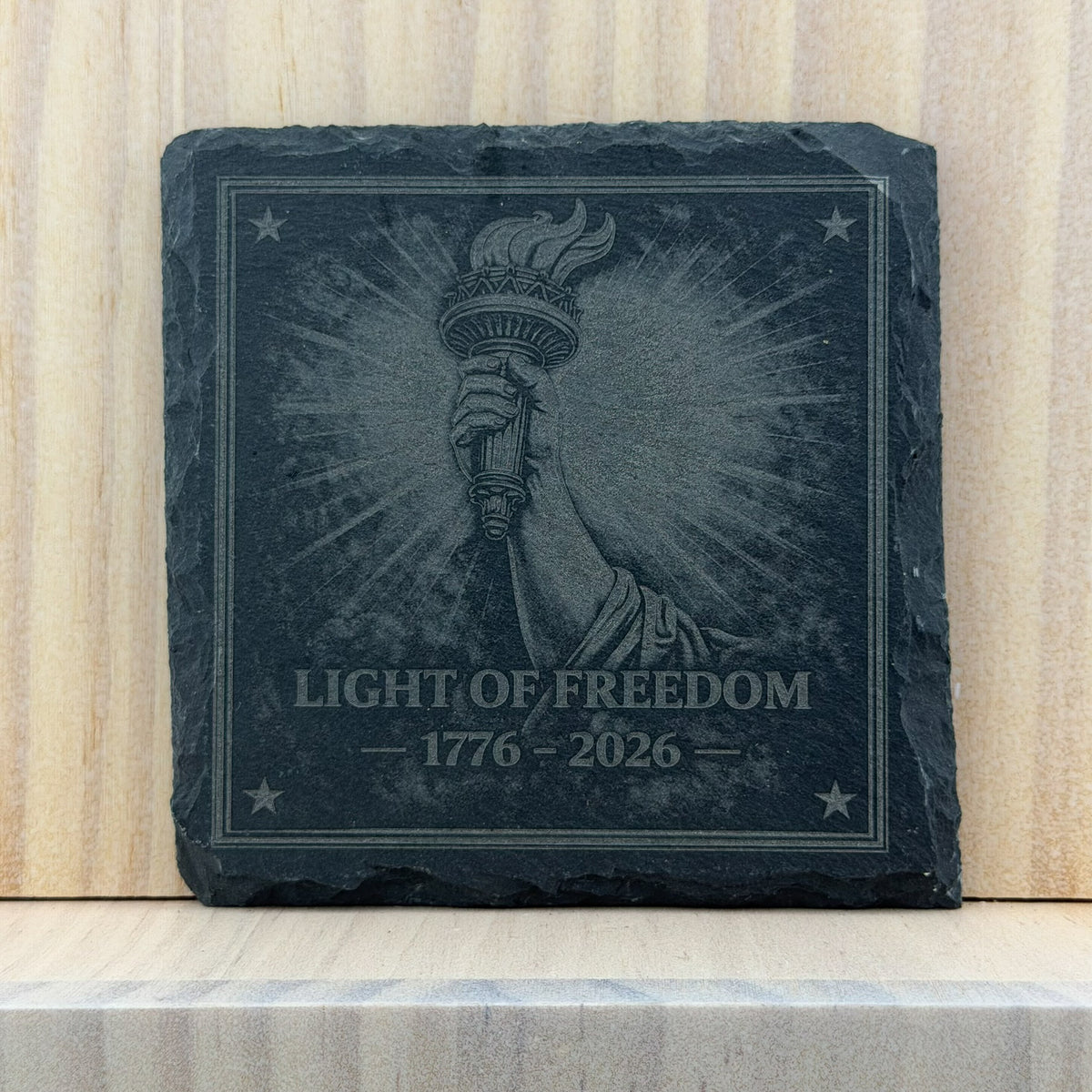 America 250 Engraved Slate Coaster - Light of Freedom