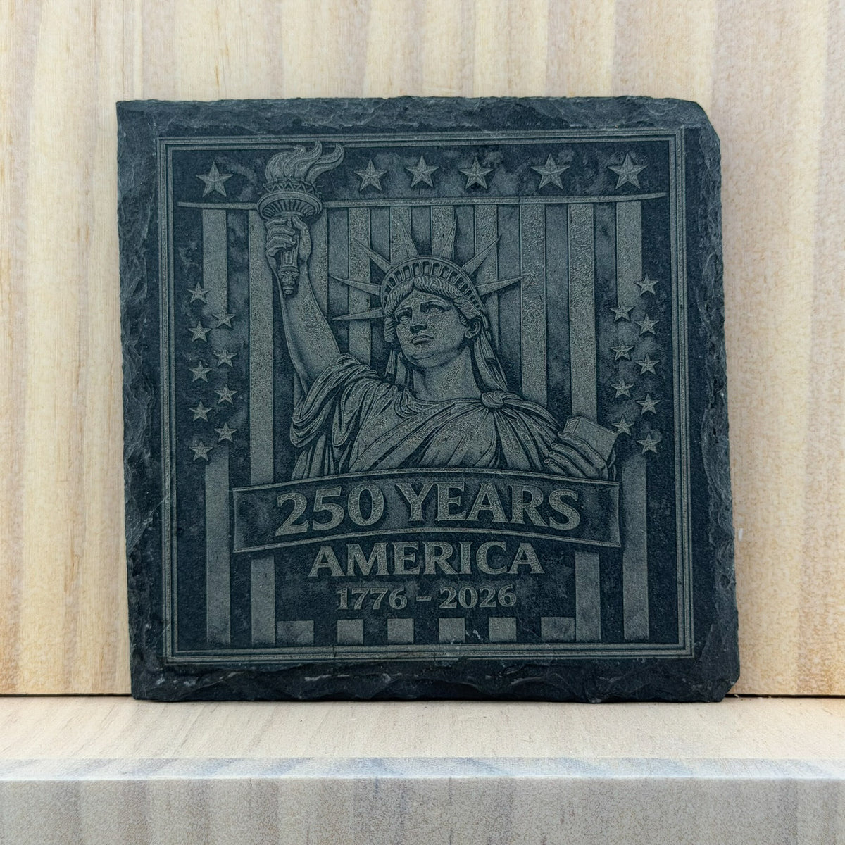 America 250 Engraved Slate Coaster - Statue of Liberty