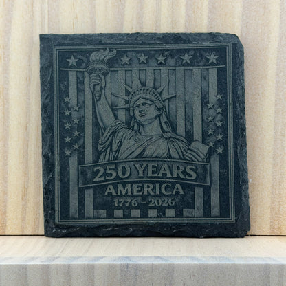 America 250 Engraved Slate Coaster - Statue of Liberty