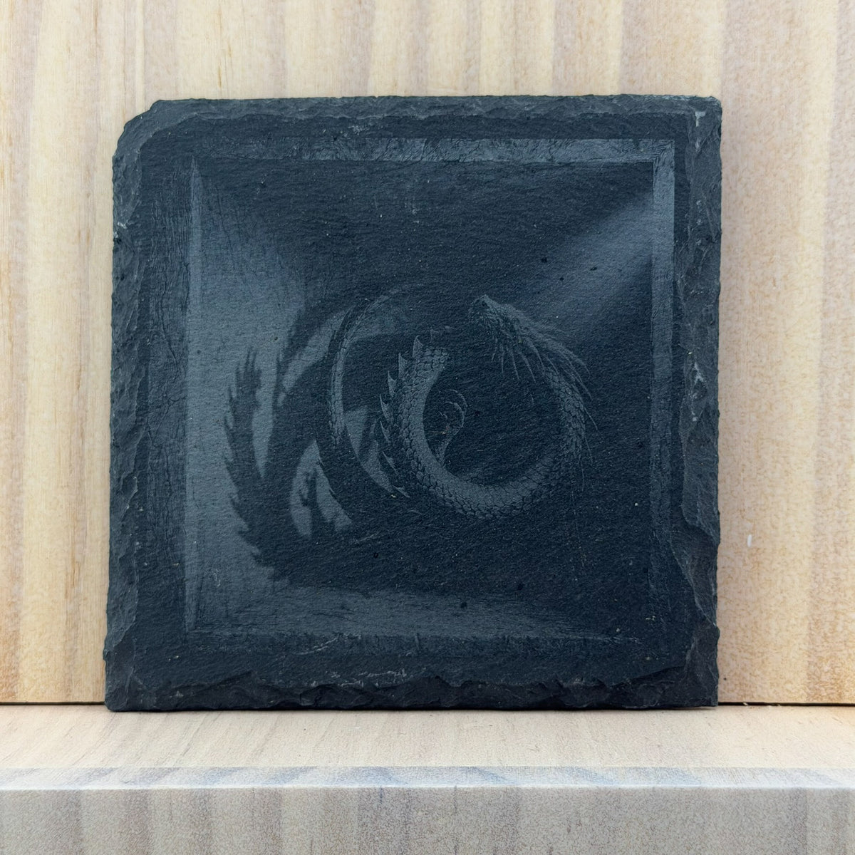 Engraved Slate Coaster - Dragon (Square)