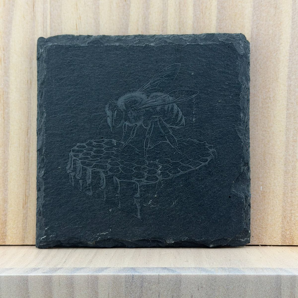 Engraved Slate Coaster - Honeybee (Square)