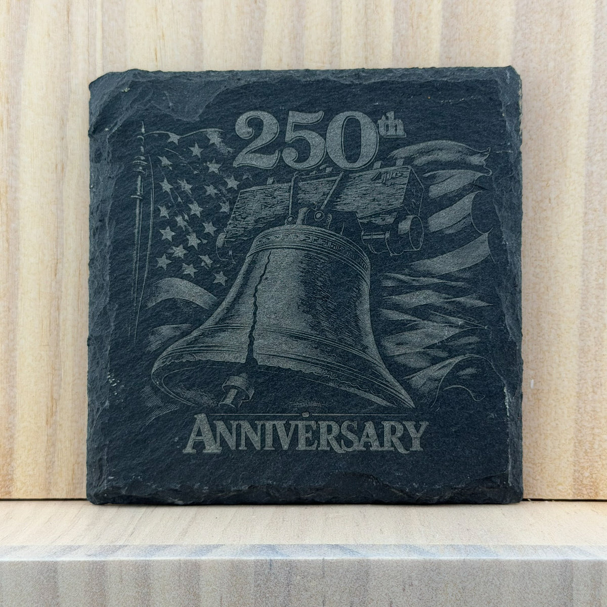 America 250 Engraved Slate Coaster - Liberty Bell 250th