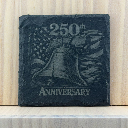 America 250 Engraved Slate Coaster - Liberty Bell 250th