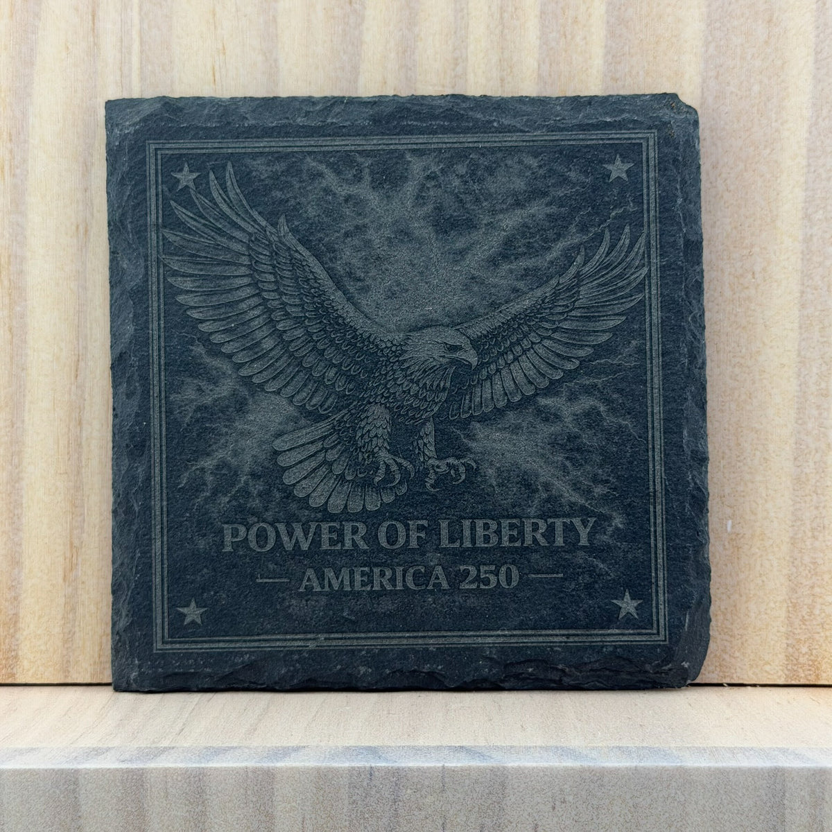 America 250 Engraved Slate Coaster - Power of Liberty