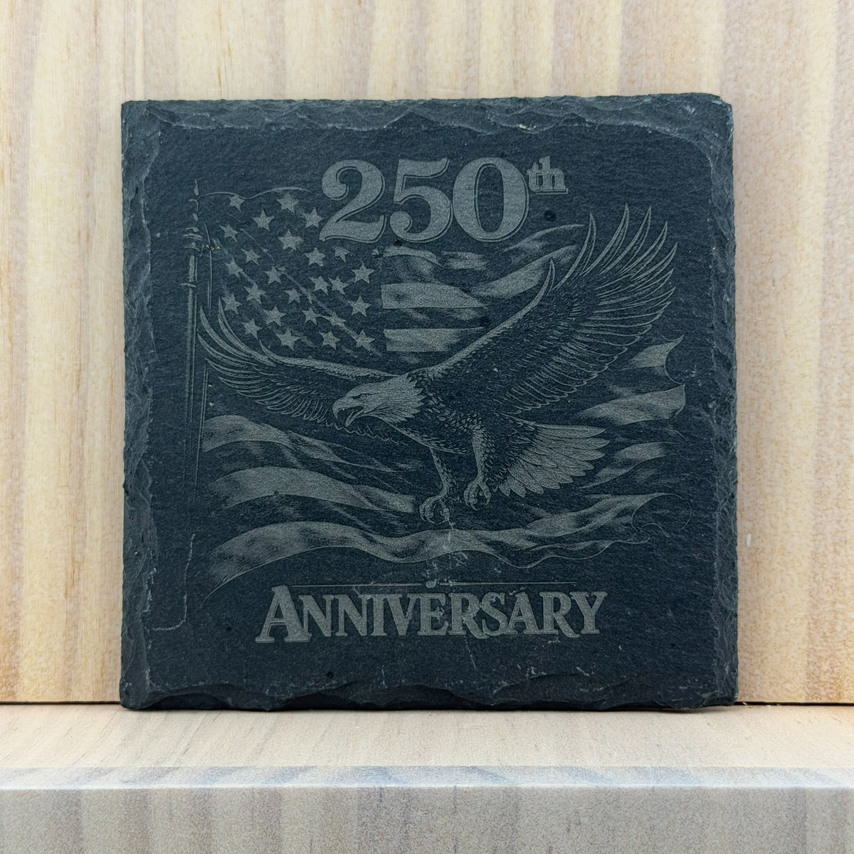 America 250 Engraved Slate Coaster - Eagle 250th