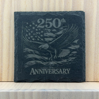 America 250 Engraved Slate Coaster - Eagle 250th