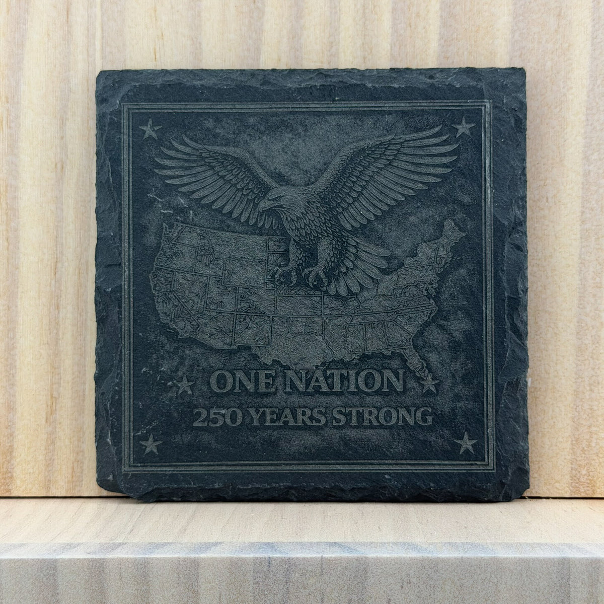 America 250 Engraved Slate Coaster - One Nation