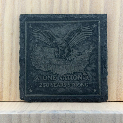 America 250 Engraved Slate Coaster - One Nation