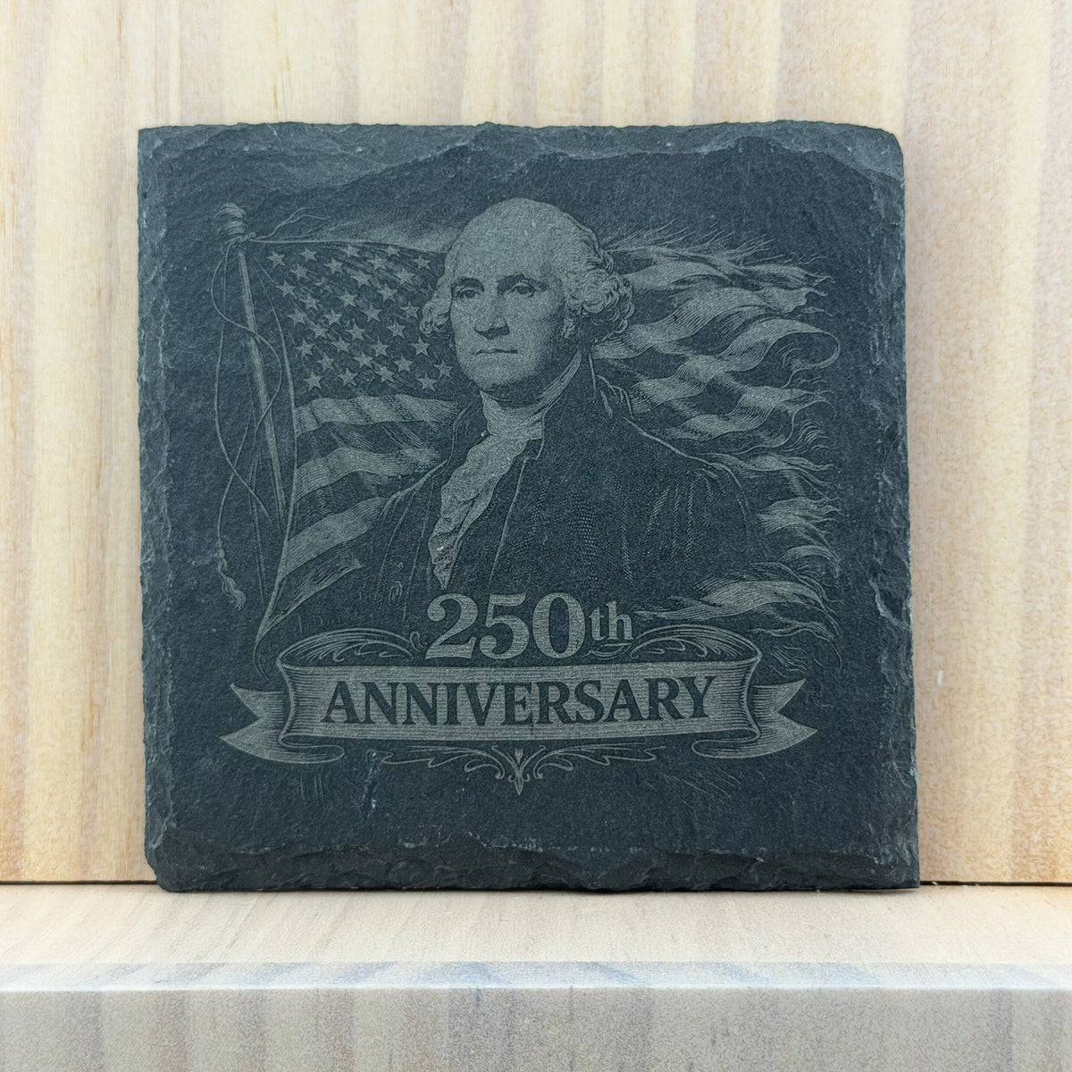 America 250 Engraved Slate Coaster - George Washington 250th