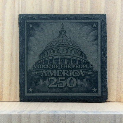 America 250 Engraved Slate Coaster - Voice of the People