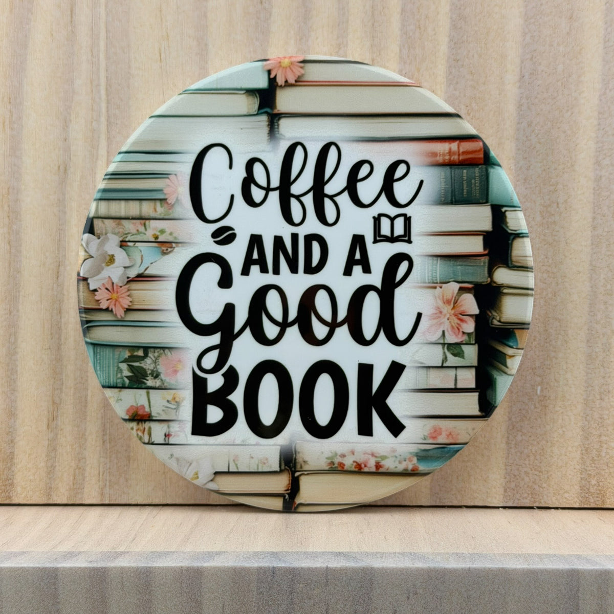 Book Lover Ceramic Coaster - Coffee and a Good Book