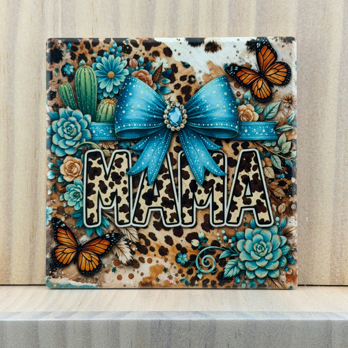 Mama Ceramic Coaster - Western Bow Mama