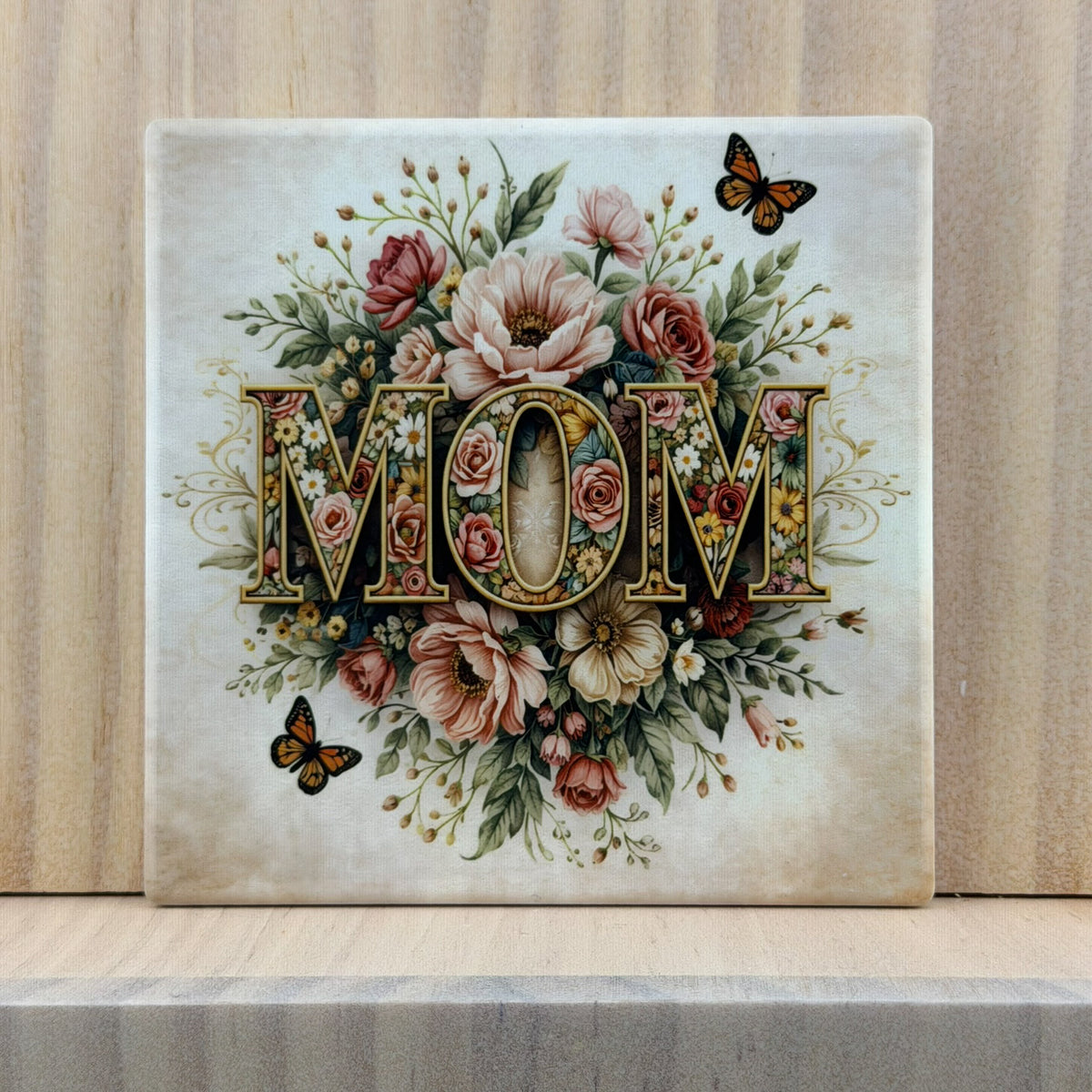 Mama Ceramic Coaster - Golden Floral Mom