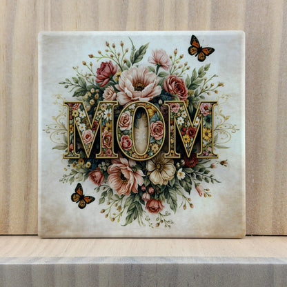 Mama Ceramic Coaster - Golden Floral Mom