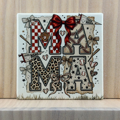 Mama Ceramic Coaster - Baseball Mama