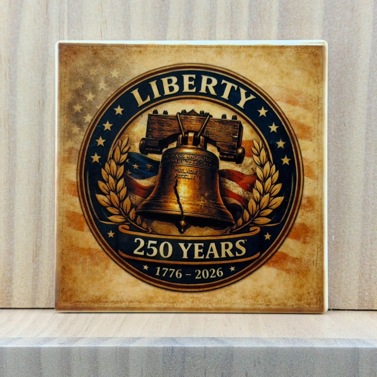 America 250 Ceramic Coaster - Liberty Bell Vintage