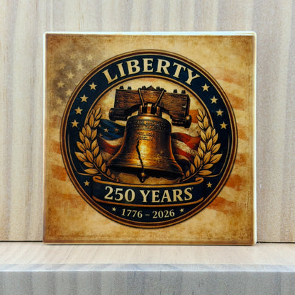 America 250 Ceramic Coaster - Liberty Bell Vintage