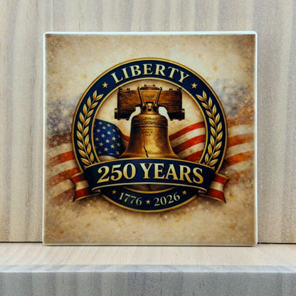 America 250 Ceramic Coaster - Liberty Bell Flag