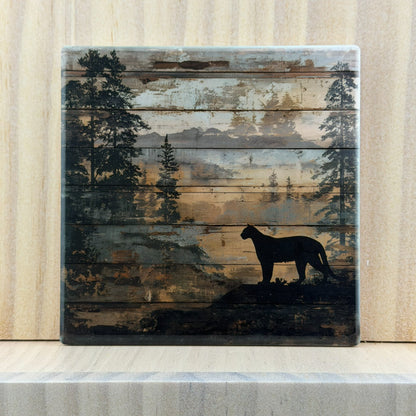 Western & Wildlife Ceramic Coaster - Mountain Lion