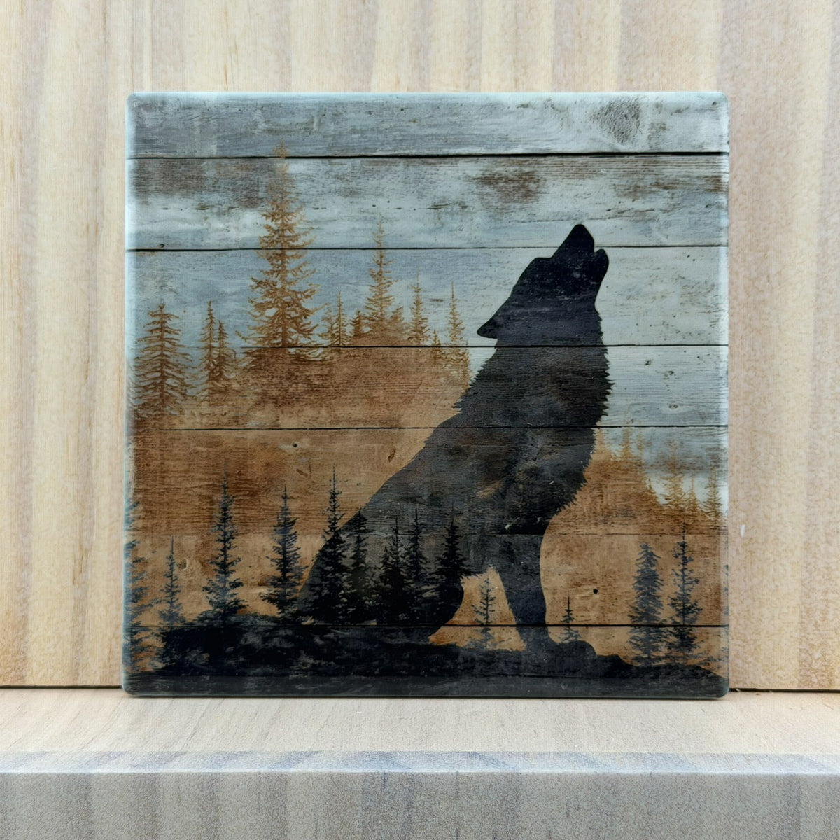 Western & Wildlife Ceramic Coaster - Howling Wolf