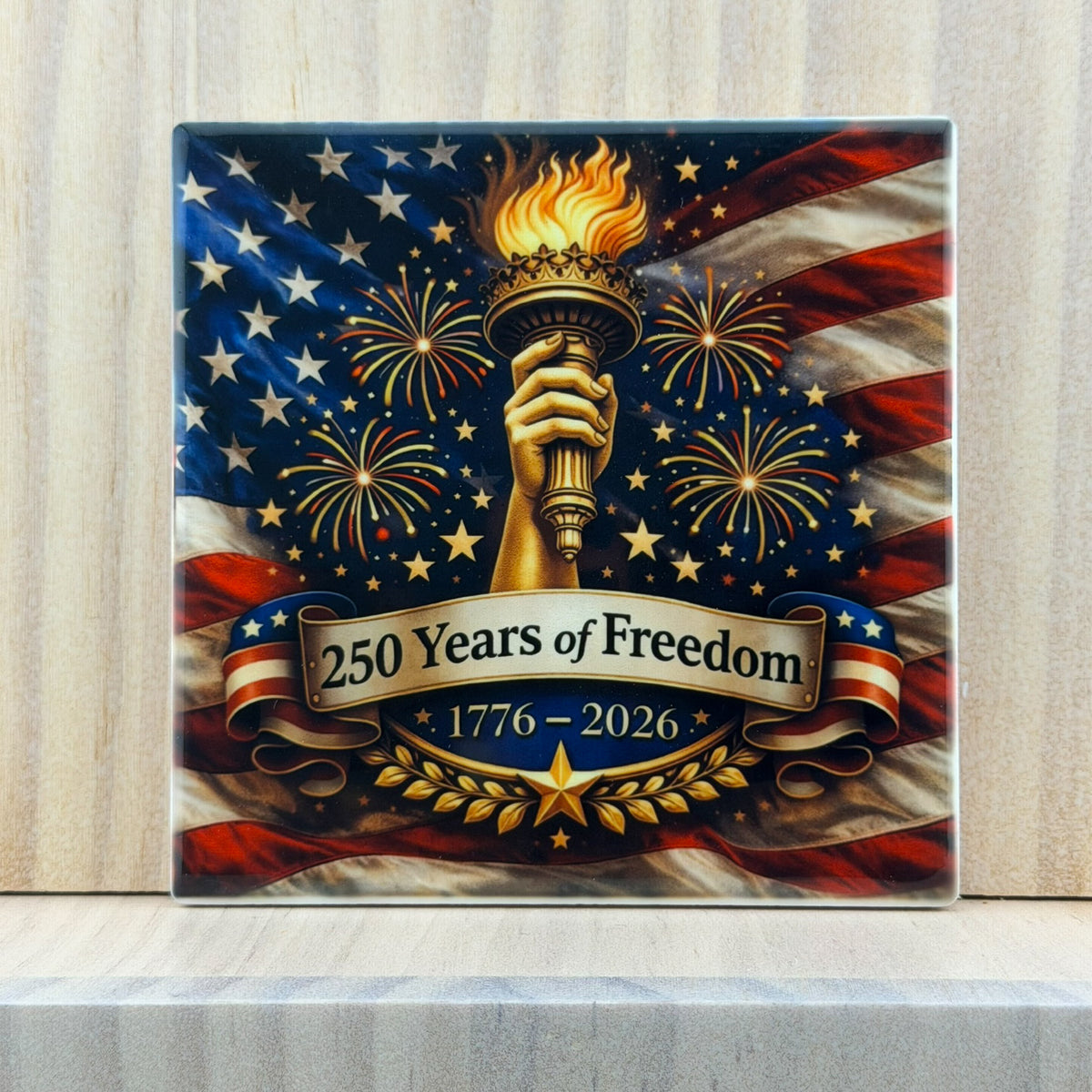America 250 Ceramic Coaster - Torch of Freedom