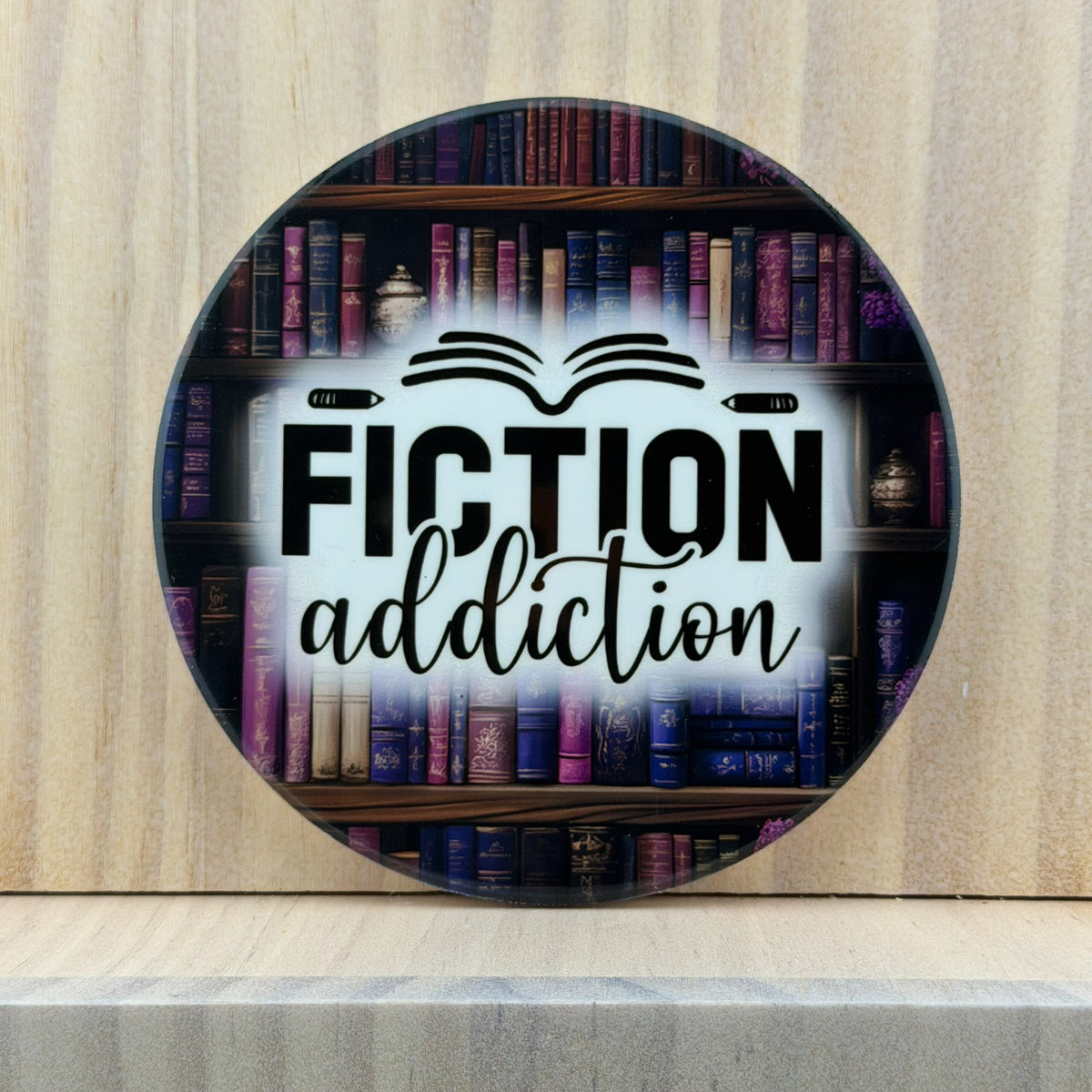 Book Lover Ceramic Coaster - Fiction Addiction