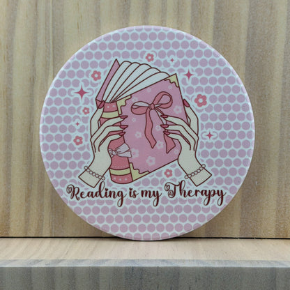 Book Lover Ceramic Coaster - Reading Is My Therapy