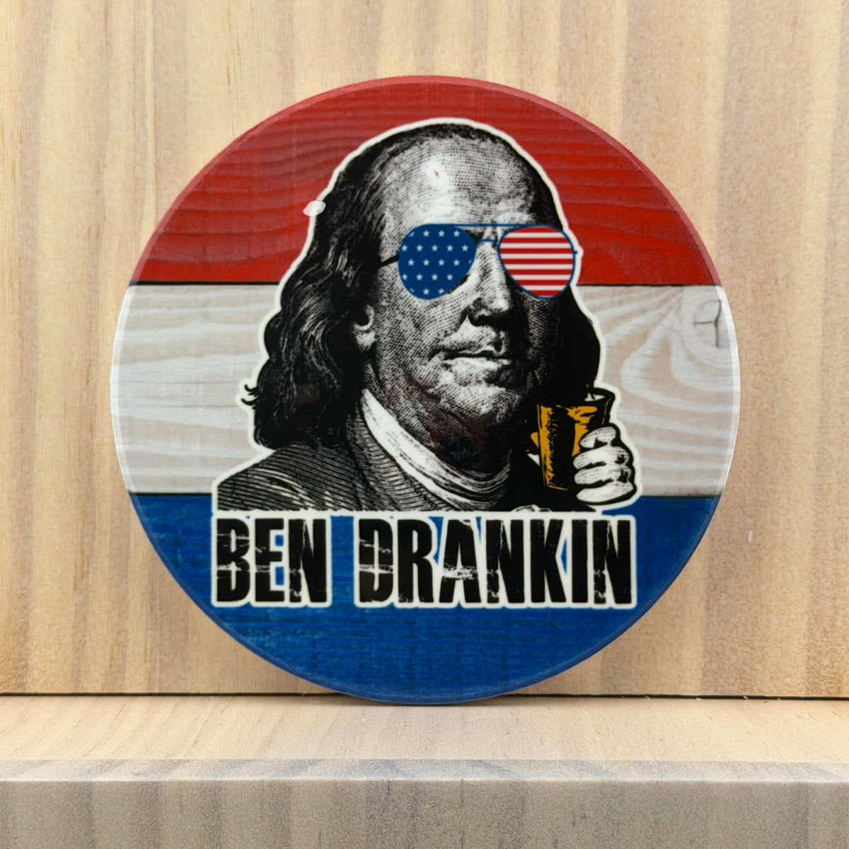 Patriotic Humor Ceramic Coaster - Ben Drankin