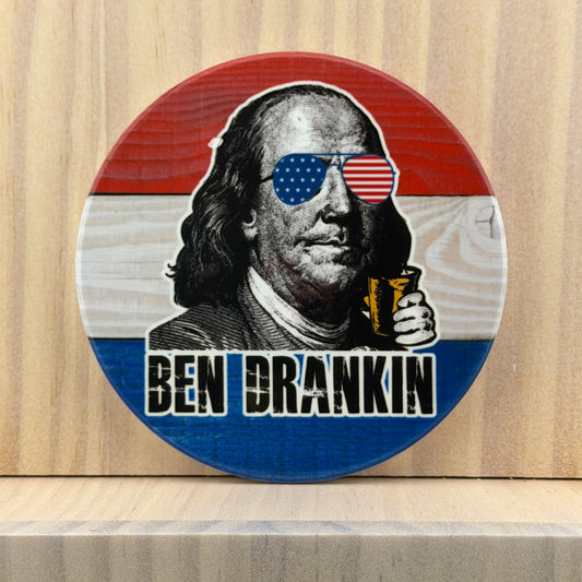 Patriotic Humor Ceramic Coaster - Ben Drankin