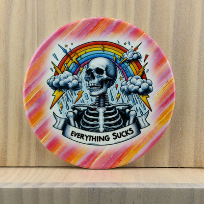 Snarky Introvert Ceramic Coaster - Everything Sucks