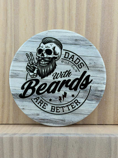 Dad Humor Ceramic Coaster - Dads With Beards