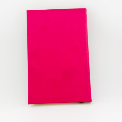 Back cover of pink engraved journal