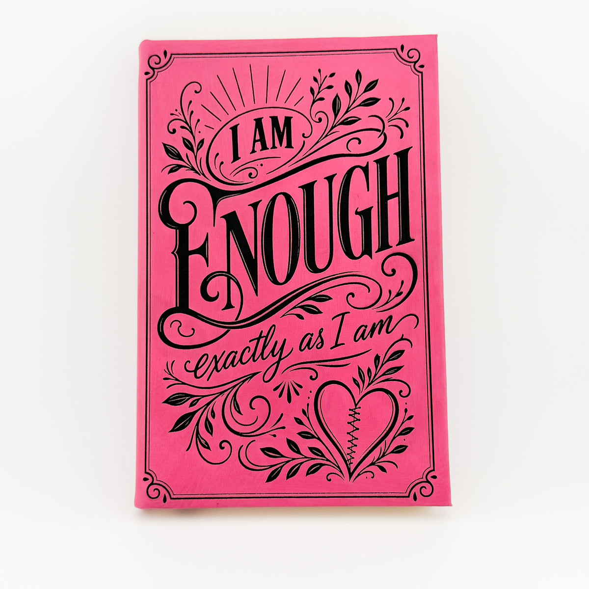 I Am Enough engraved pink journal, front cover