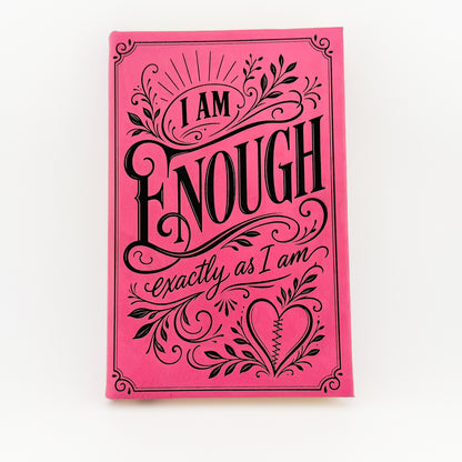 I Am Enough engraved pink journal, front cover