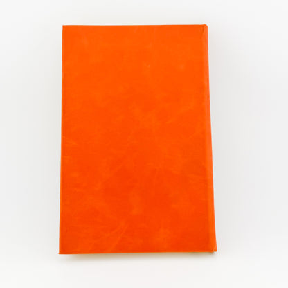 Back cover of orange engraved journal