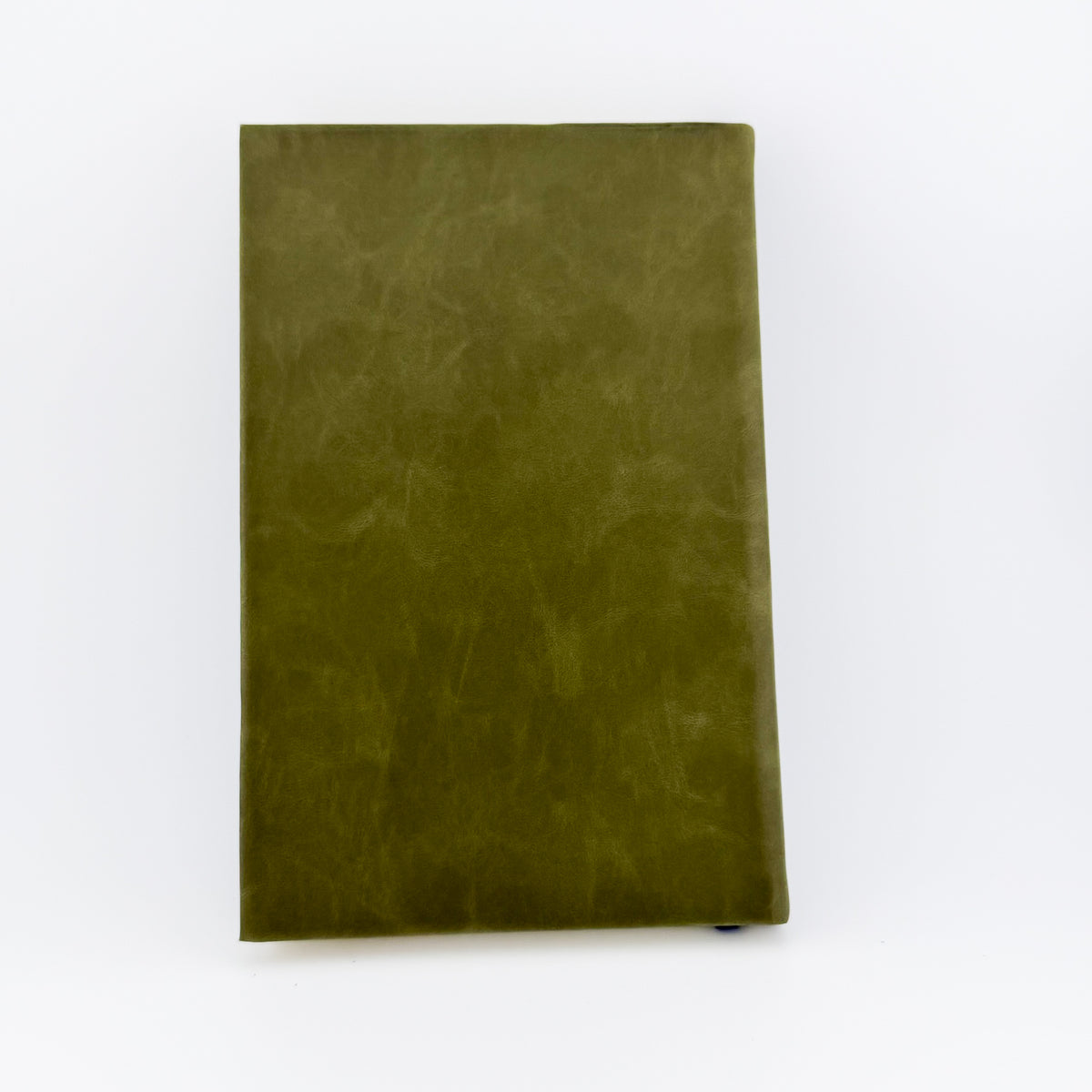 Back cover of olive green engraved journal