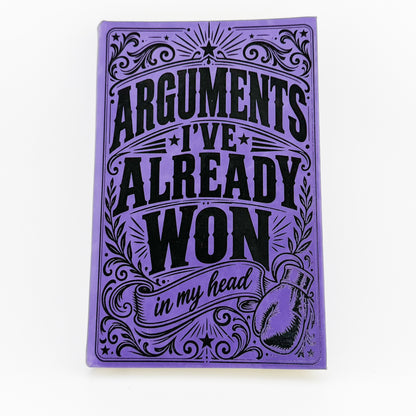 Arguments I've Already Won in My Head engraved purple journal, front cover