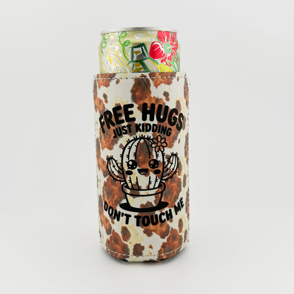 Engraved cowhide slim can cooler example