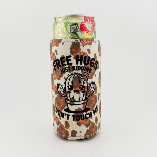 Engraved cowhide slim can cooler example